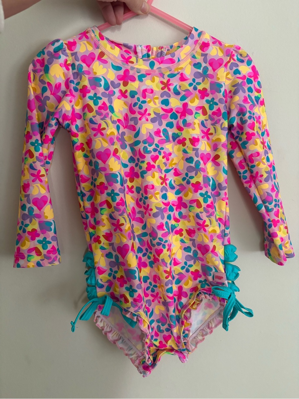 Girls Floral Long Sleeve One-Piece Swimsuit - Bright Multi